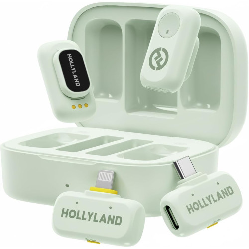Радиосистема Hollyland LARK A1 Combo 2-Person Wireless Microphone System with USB-C and Lightning Connectors for Mobile Devices (Mint Green, 2.4 GHz) (LARK A1 Combo Green) | Hollyland