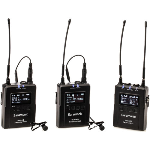 Компактна радіосистема Saramonic UWMIC9 KIT2 2-Person Camera-Mount Wireless Omni Lavalier Microphone System (514 to 596 MHz) (UWMIC9 Kit2) | Saramonic