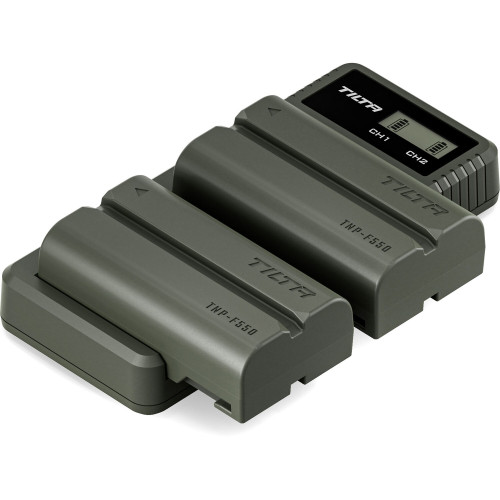 Зарядний пристрій з батареями Tilta L-Series/NP-F Battery Charger Kit with 2 Batteries and 2-Bay Charger (3500mAh) (TBC-LS-A-GN) | Tilta