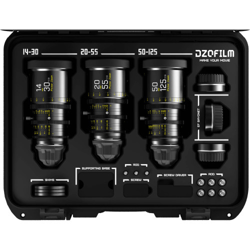 Комплект об'єктивів DZOFilm Pictor Zoom 3-lens kit Black (14-30/20-55/50-125, T2.8) in Safety Case (DZO-7220001B/2B/3B-Kit) | DZOFilm