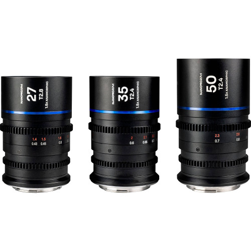 Комплект анаморфних об'єктивів Venus Optics Laowa Nanomorph S35 Anamorphic Prime 3-Lens Bundle (FUJIFILM X, Blue Flare)(VE273550FXB) | LAOWA