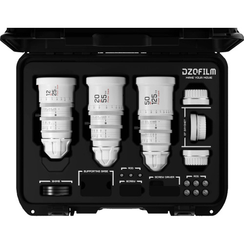 Комплект об'єктивів DZOFilm Pictor T2.8 Super35 Zoom 3-Lens Kit (PL & EF Mount, White) (DZO-7220001W/2W/4W-Kit) | DZOFilm