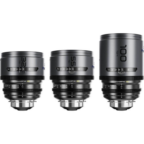 Об'єктив DZOFilm PAVO 2x Anamorphic 32/55 T2.1 & 100mm T2.4 3-Lens Set (Blue Coating, PL/EF Mount) (DZO-PAB3PLMB) | DZOFilm