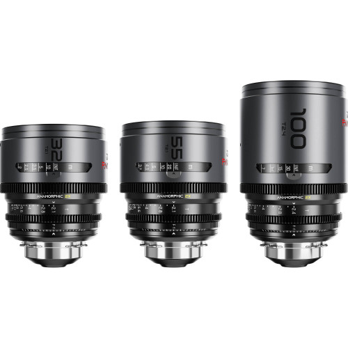 Комплект об'єктивів DZOFilm PAVO 2x Anamorphic 32/55 T2.1 & 100mm T2.4 3-Lens Set (Neutral Coating, PL/EF Mount) (DZO-PAB3PLMN) | DZOFilm