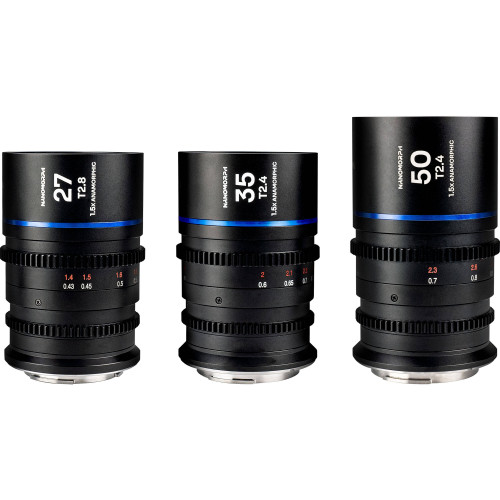 Комплект анаморфних об'єктивів Venus Optics Laowa Nanomorph S35 Anamorphic Prime 3-Lens Bundle (Nikon Z, Blue Flare)(VE273550NZB) | LAOWA