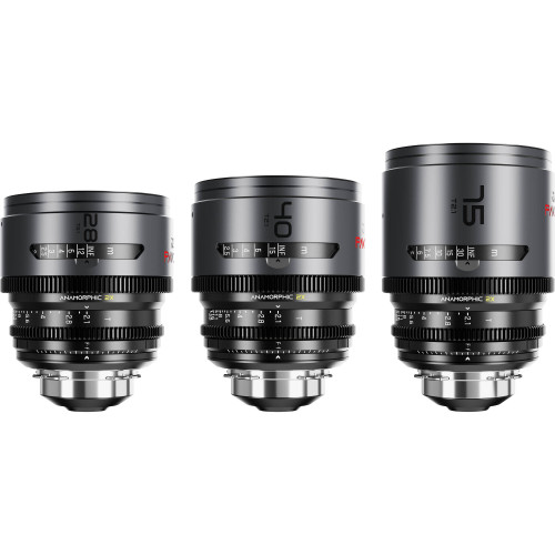 Комплект об'єктивів DZOFilm PAVO 2x Anamorphic 28/40/75mm T2.1 3-Lens Set (Neutral Coating, PL/EF Mount, Feet) (DZO-PAA3PLМN) | DZOFilm
