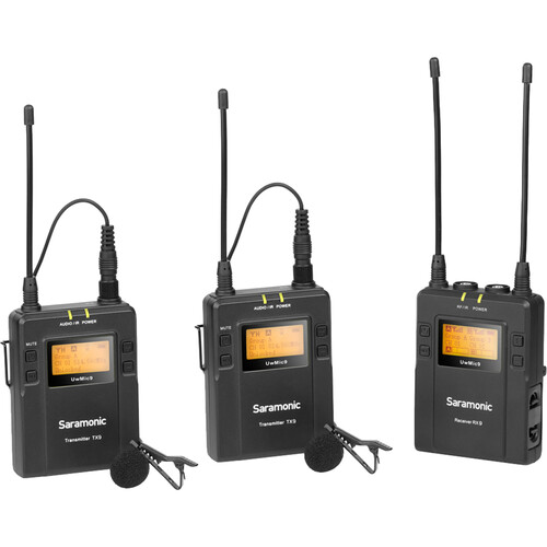 Компактна радіосистема Saramonic UwMic9 2-Person Camera-Mount Wireless Omni Lavalier Microphone System (514 to 596 MHz) (UWMIC9 RX+TX) | Saramonic