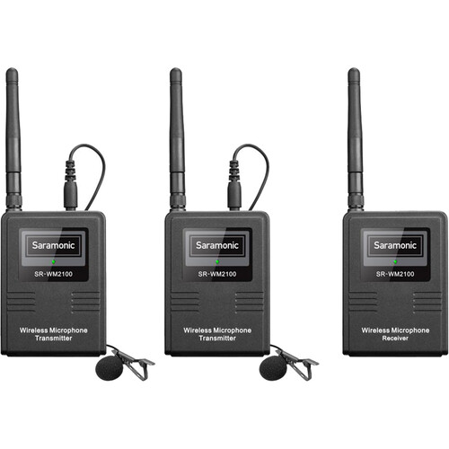 Компактна радіосистема Saramonic SR-WM2100 2-Person Camera-Mount Digital Wireless Omni Lavalier Microphone System for Cameras and Smartphones (2.4 GHz) (SR-WM2100) | Saramonic