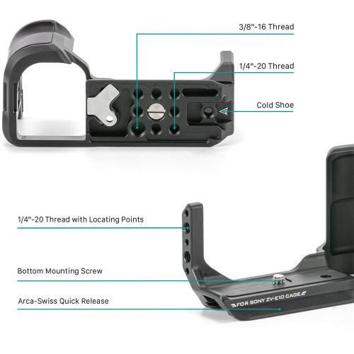 Площадка Tilta L-Bracket Mounting Plate for Sony ZV-E10 (Black) (TA-T56-LMP-B) | Tilta