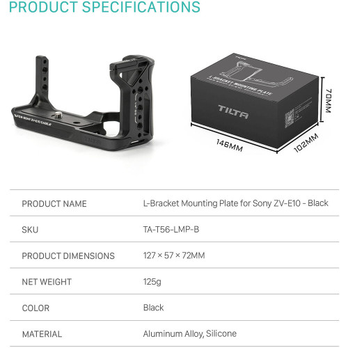 Площадка Tilta L-Bracket Mounting Plate for Sony ZV-E10 (Black) (TA-T56-LMP-B) | Tilta