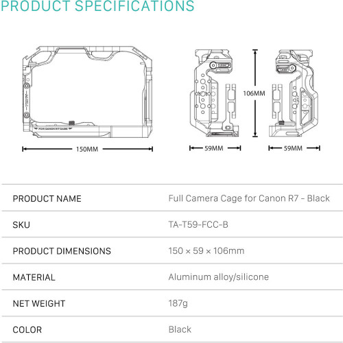 Клітка Tilta Full Camera Cage for Canon R7 (Black) (TA-T59-FCC-B) | Tilta