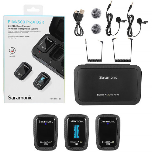 Компактна радіосистема Saramonic Blink 500 ProX B2R 2-Person Digital Camera-Mount Wireless Omni Lavalier Microphone System (Black, 2.4 GHz) (BLINK 500 PROX B2R) | Saramonic