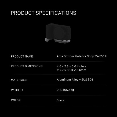 Площадка Tilta Arca-Type Bottom Plate for Sony ZV-E10 II (Black) (TA-T69-ABP-B) | Tilta