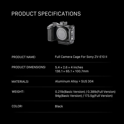 Клітка Tilta Full Camera Cage for Sony ZV-E10 II (Black) (TA-T69-FCC-B) | Tilta