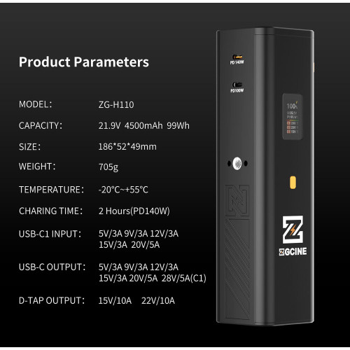 Аккумулятор ZGCINE ZG-H110 (22V / 4500mAh / 99Wh) Battery Grip Handle (ZG-H110) | ZGCINE