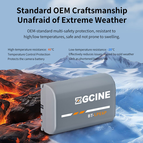 Акумулятор ZGCINE LP-E6P Camera Battery (2600mAh) (BT-LPE6P) | ZGCINE