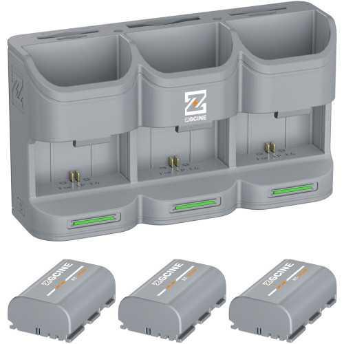 Зарядний пристрій ZGCINE Travel Charging Case Kit with 3 LP-E6P Batteries (2600mAh, Gray) (PC3-LPE6P Kit3) | ZGCINE