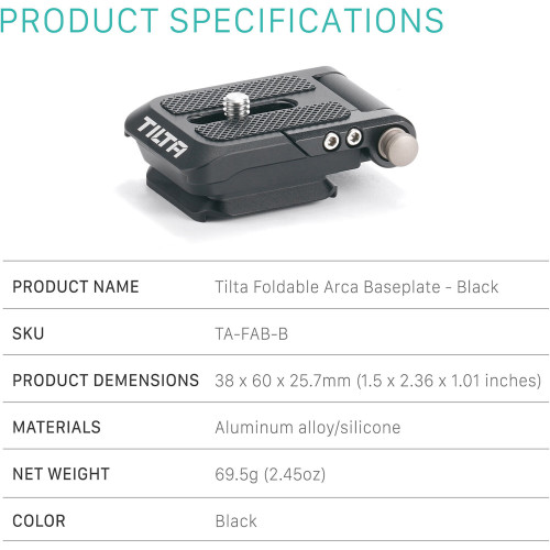Базовая площадка Tilta Foldable Arca-Type Baseplate (Black) (TA-FAB-B) | от бренда Tilta