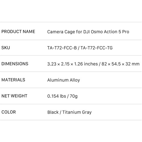 Клітка Tilta Full Camera Cage with Mounting Baseplate Kit for DJI Osmo Action (Black) (TA-T72-A-B) | Tilta