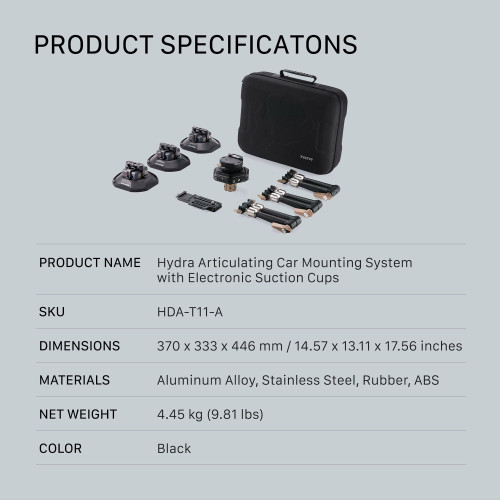 Автогрип Tilta Hydra Articulating Car Mounting System with Electronic Suction Cups (HDA-T11-A) | Tilta