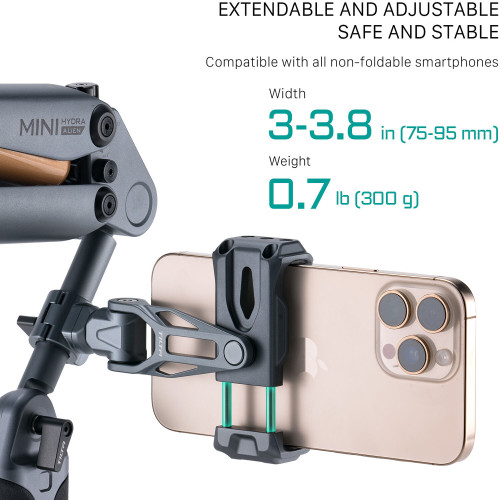 Поворотний тримач для смартфона з адаптером на кермо Tilta Rotatable Phone Mounting Bracket V2 with Handlebar Mount (TA-PMB5-HBK-B) | від бренду Tilta