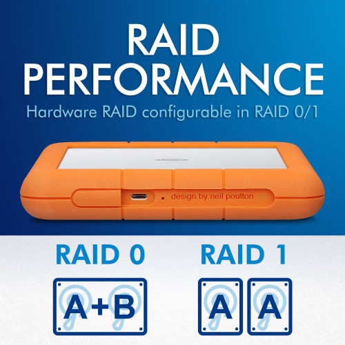 Портативний зовнішній накопичувач LaCie 8TB Rugged RAID Shuttle USB 3.1 Gen 2 Type-C External Hard Drive (STHT8000800) | від бренду LaCie
