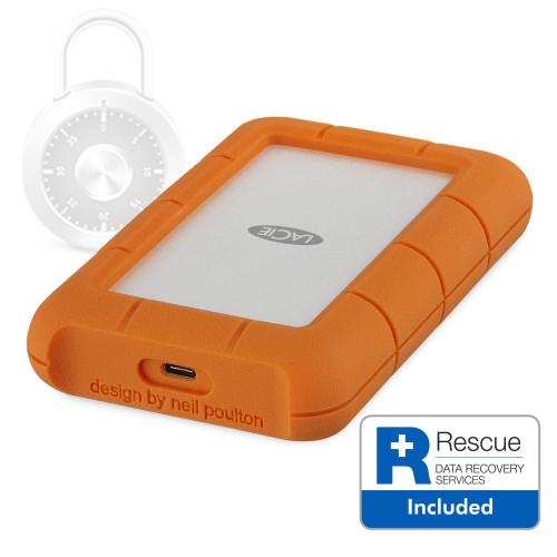 Портативний зовнішній накопичувач LaCie 2TB USB 3.1 Gen 1 Type-C Rugged Secure Portable Hard Drive (STFR2000403) | від бренду LaCie