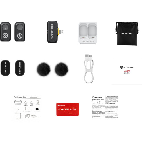 Радиосистема Hollyland LARK A1 Mini Duo 2-Person Wireless Microphone System with Lightning Connector for iOS Devices (Space Gray, 2.4 GHz) (LARK A1 Mini Duo Lightning) | Hollyland