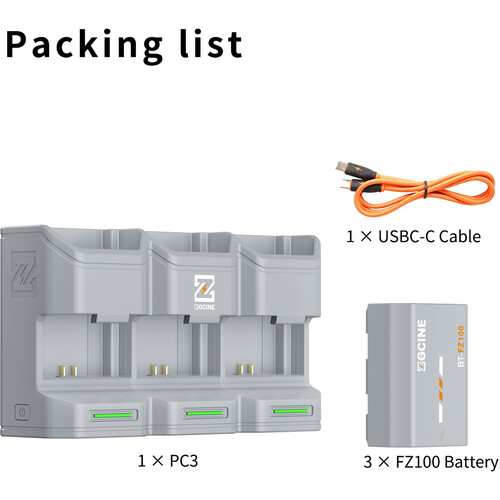 Зарядний пристрій ZGCINE PC3-FZ100 Kit with 3 Batteries and Charging Station (PC3-FZ100 Kit3) | ZGCINE