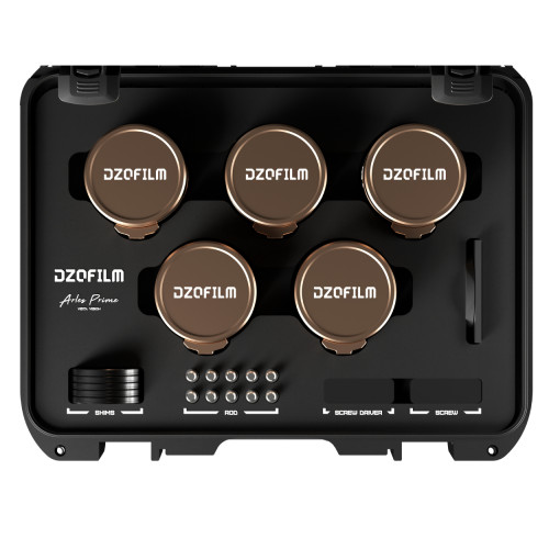 Комплект об'єктивів DZOFilm Arles Lustre 5-Lens Kit Full Frame / VistaVision Prime Cine Lens (14/21/40/135/180mm, PL Mount) (DZO-APG5BMPL) | від бренду Tilta