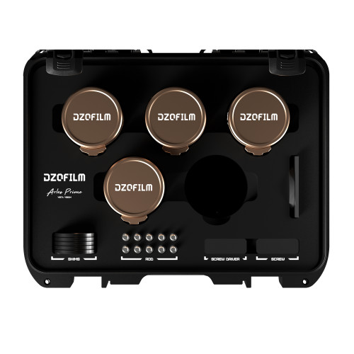 Комплект об'єктивів DZOFilm Arles Lustre 4-Lens Kit Full Frame / VistaVision Prime Cine Lens (25/35/50/75mm, PL Mount) (DZO-APG4AMPL) | від бренду Tilta