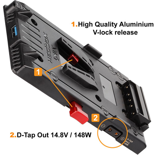 Батарейна площадка Hedbox UNIX-7V2 V-Mount Adapter Power Plate with 7.2V Bare End Cable (UNIX-7V2) | Hedbox