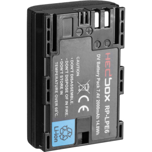 Акумулятор Hedbox RP-LPE6 Canon 'LP-E6' style Li-Ion Battery (for Canon DSLR cameras & additional devices) (7.4V/14.8 Wh/2000 mAh) (RP-LPE6) | Hedbox