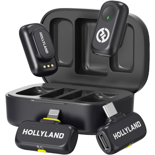 Радиосистема Hollyland LARK A1 Combo 2-Person Wireless Microphone System with USB-C and Lightning Connectors for Mobile Devices (Space Gray, 2.4 GHz) (LARK A1 Combo) | Hollyland