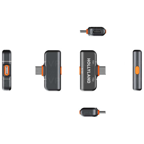Беспроводная микрофонная система Hollyland LARK M2S DUO 2-Person Wireless Microphone System with USB-C Connector for Mobile Devices (2.4 GHz, Space Gray) (LARK M2S Duo) | Hollyland