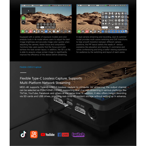 Устройство захвата, коммутации и потоковой передачи SPROLINK 4K Dual Channel Presentation Switcher (MD2) | SPROLINK