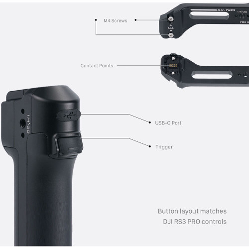 Ручка Tilta Lightweight Rear Operating Control Handle for DJI RS 4 Pro/RS 4/3 Pro/RS 2 (TGA-LRH) | Tilta