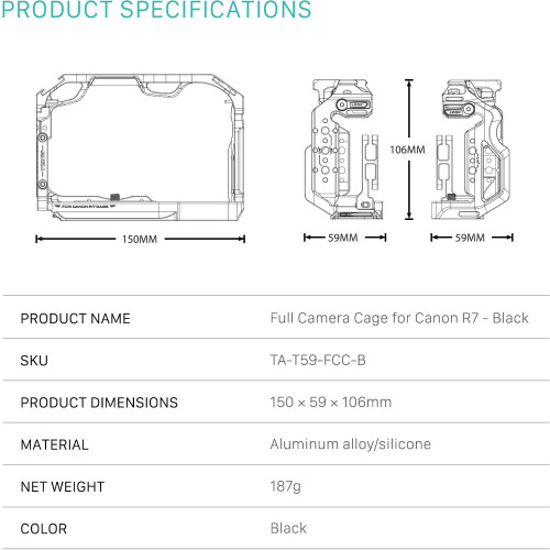 Клітка Tilta Full Camera Cage for Canon R7 (Black) (TA-T59-FCC-B) | Tilta